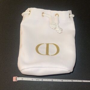 NWOT DIOR Beauty Twill White/gold makeup bag.